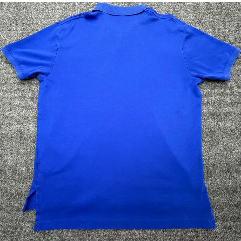 Polo Ralph Lauren Mens Large Blue Cotton Mesh Polo Shirt Red Pony